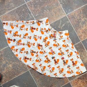 Retrolicious White and Orange Fox Print Skirt